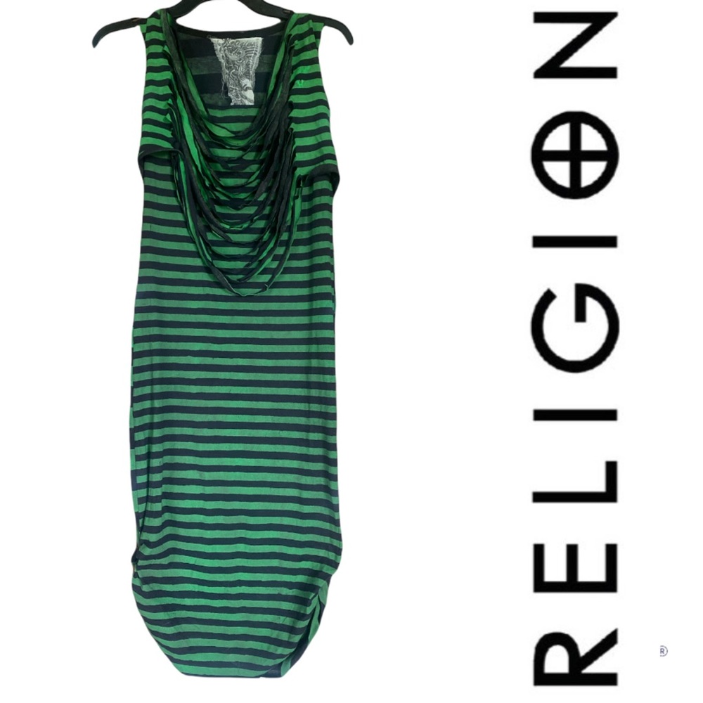 ☀️NWOT Green/Black Slinky Dress by Religion
